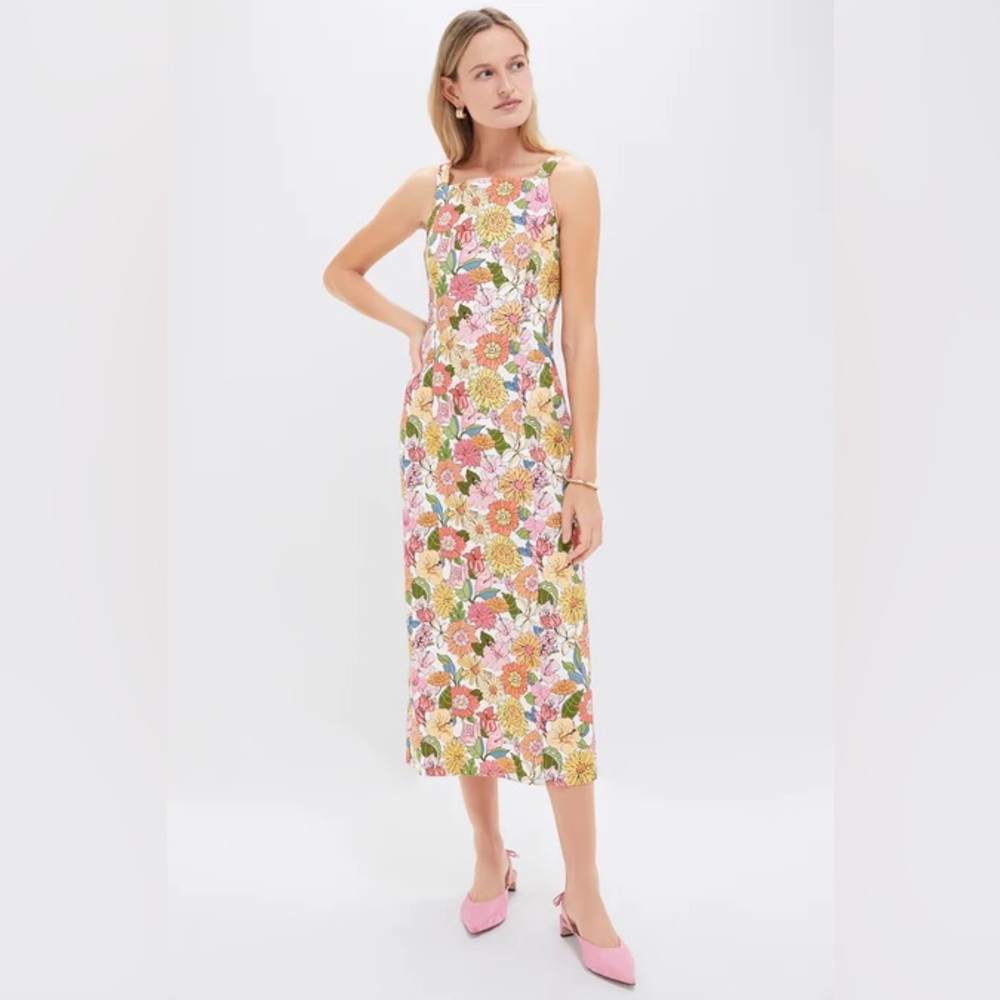 NWT Tuckernuck Exclusive Coco Shop Flower Heads High Neck Midi Dress Size M